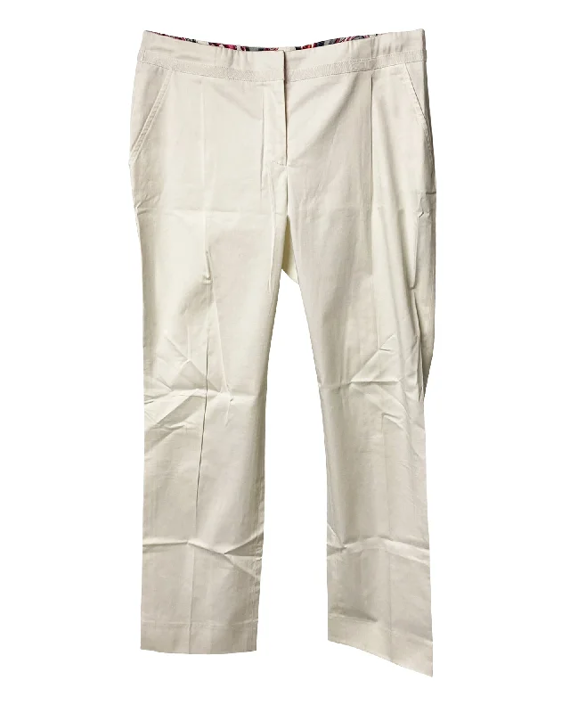 Time-Limited Offer Salvatore Ferragamo White Trousers in White Silk