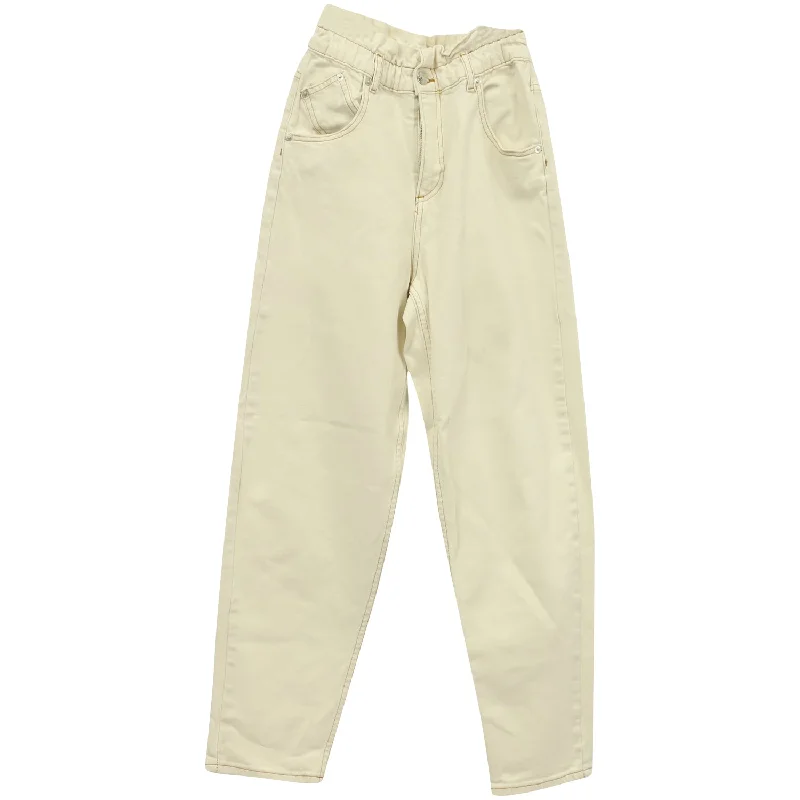Weekend Savings Galore Maje Cropped High-Waist Jeans in Cream Cotton