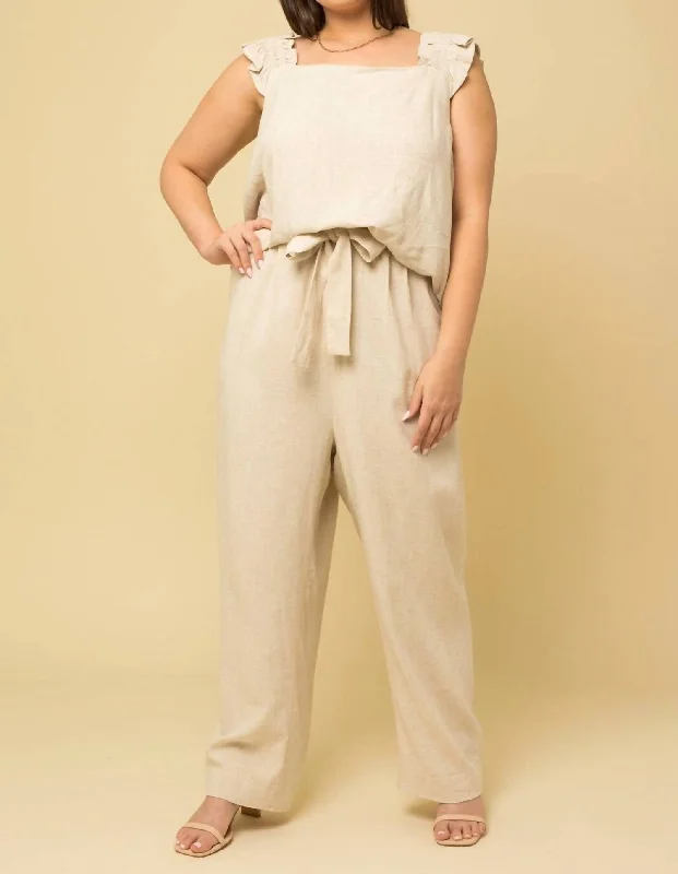 Instant Discount Linen Paper Bag Pants In Natural