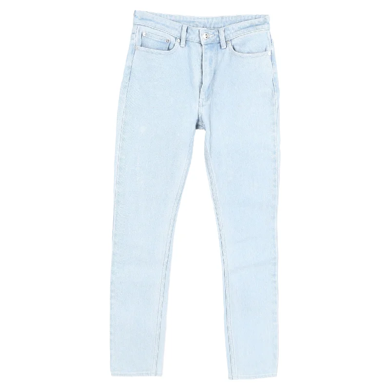 Deal of the Day Burberry Mid-Waist Slim-Fit Jeans in Light Blue Cotton
