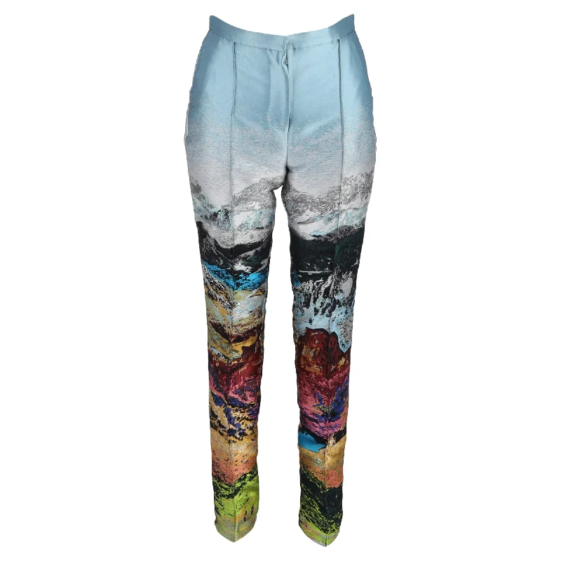 While Supplies Last Mary Katrantzou Embroidered Print Trousers in Multicolor Satin
