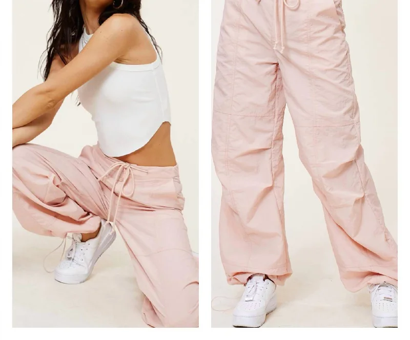 Savings Event Drapy Cargo Pants In Pale Pink