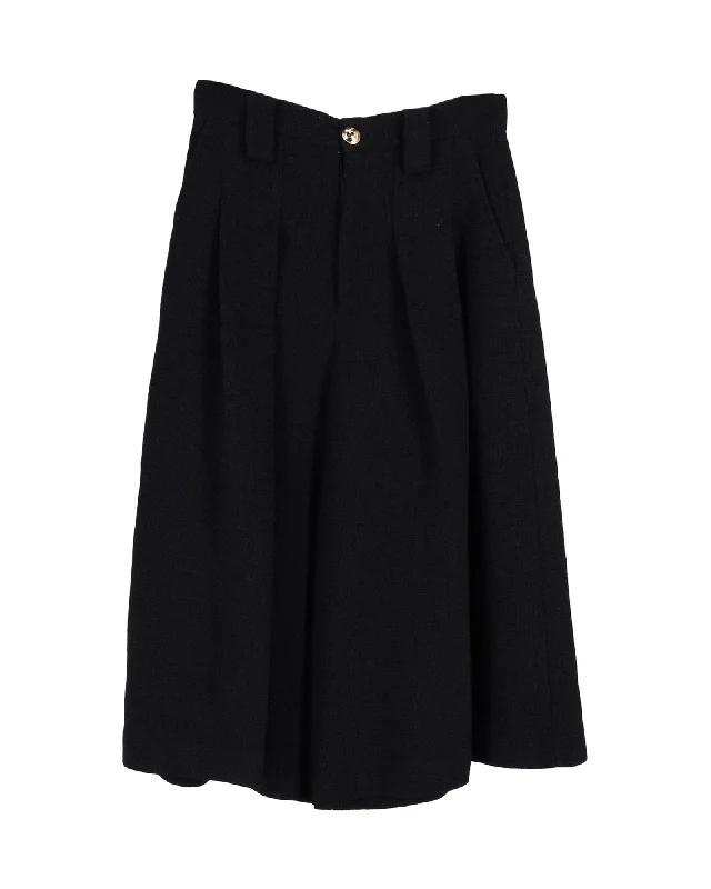Can't Beat Gucci Pleated Wide-Leg Culottes in Black Polyester