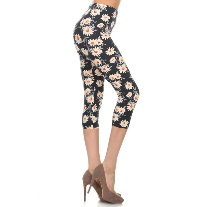 Weekend Offers That Tempt Multi-color Print, Cropped Capri Leggings In A Fitted Style With A Banded High Waist Weekend Offers That Tempt Multi-color Print, Cropped Capri Leggings In A Fitted Style With A Banded High Waist
