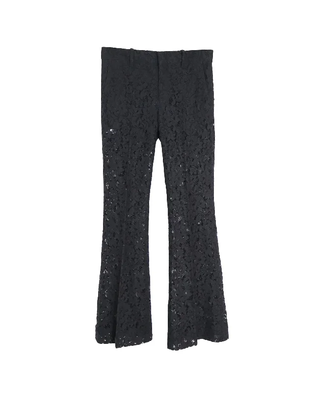 Bonus Savings Gucci Lace Flared Pants in Black Cotton