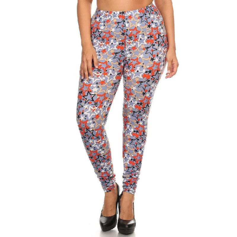 Weekend Discounts to Indulge In Plus Size Star Print, Full Length Leggings In A Slim Fitting Style With A Banded High Waist Weekend Discounts to Indulge In Plus Size Star Print, Full Length Leggings In A Slim Fitting Style With A Banded High Waist