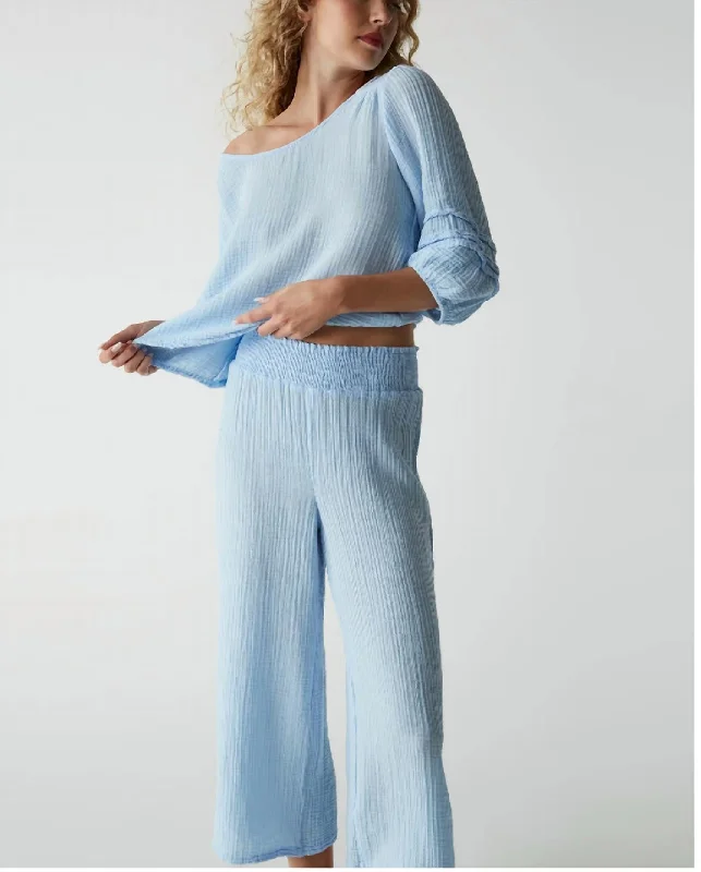 Super Bargain Medina Cropped Gauze Pant In Water