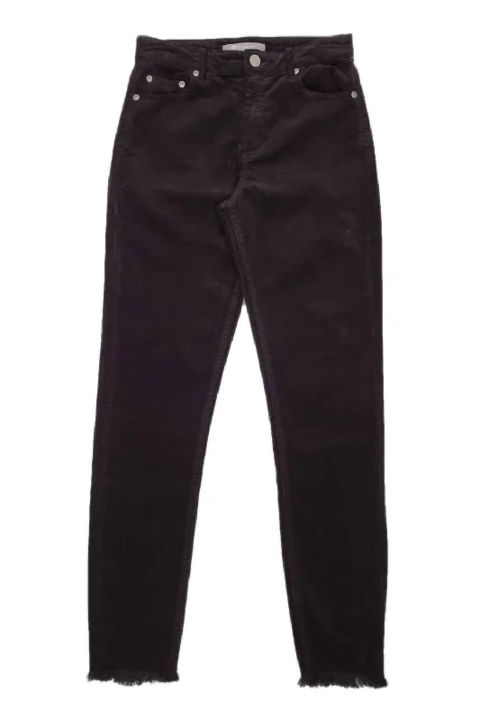 Online Specials Corduroy Skinny W/ Fray Hem Jeans In Black