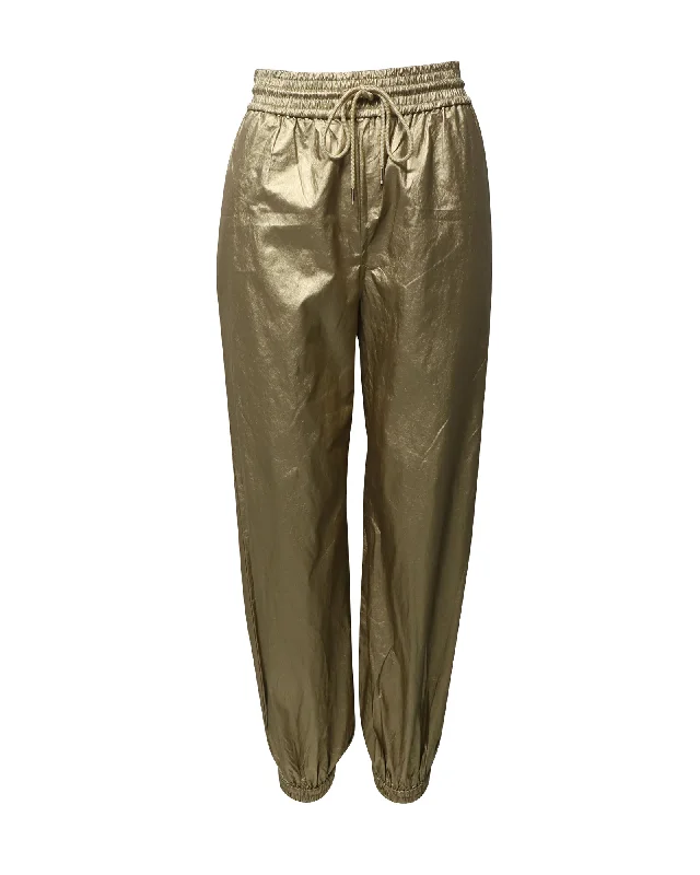 Daily Special Zimmermann Rhythmic Drawstring Pants in Gold Viscose