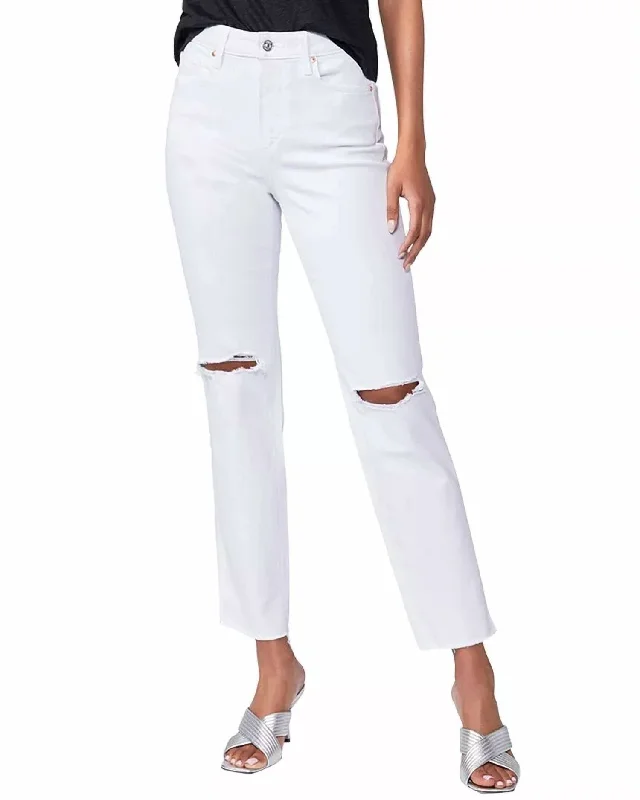 Super Deal Noella High Rise Relaxed Straight Leg Jean In Soft Ecru Destructed
