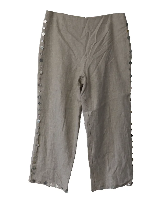 Value Deals Staud Ravella Pants with Button Details in Beige Linen