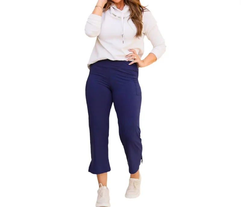 Inventory Reduction Lydia High Waisted Gaucho Pants In Navy