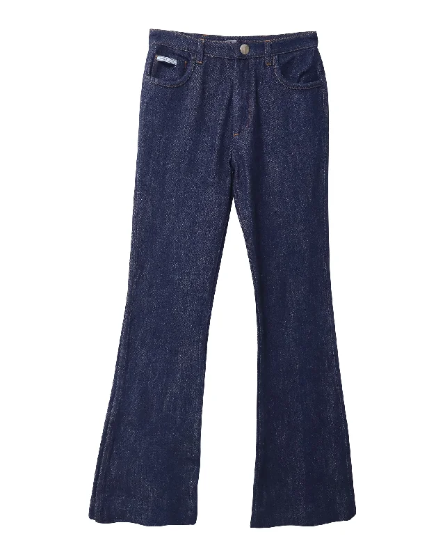 Unmissable Offer Prada Flared Denim Jeans in Dark Blue Cotton