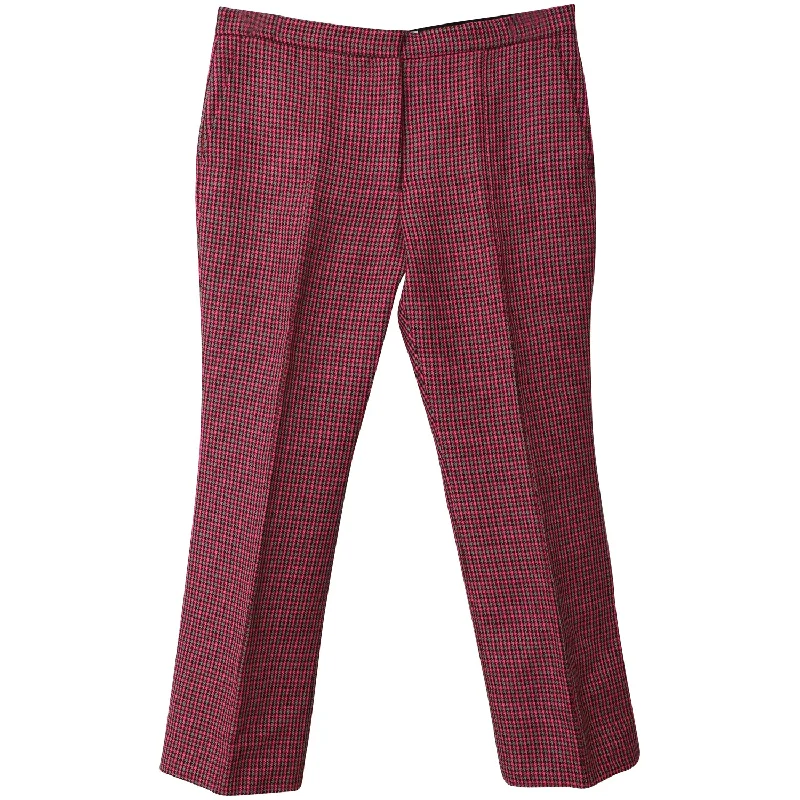 Weekend Bargains to Love MSGM Houndstooth Cropped Dress Pants in Red Fleece Wool