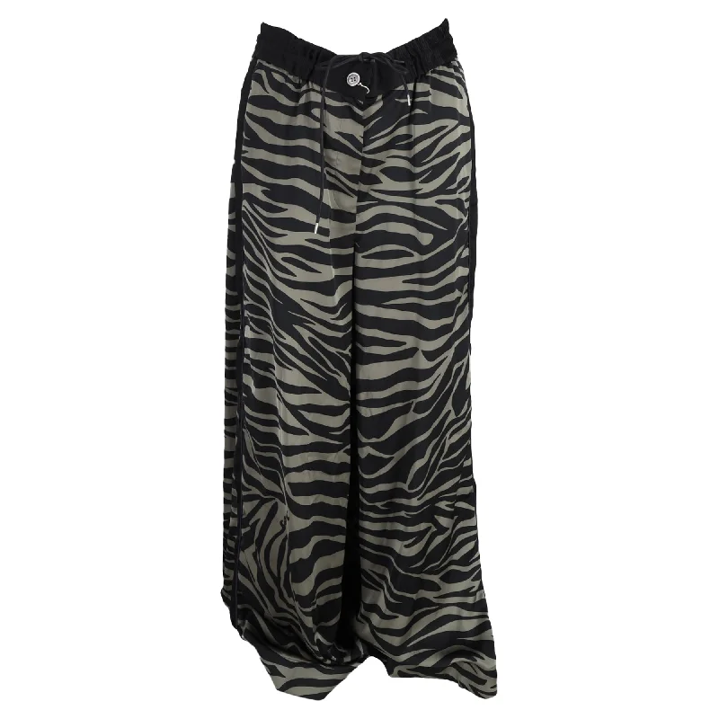 Online Exclusive Sacai Patterned Wide Leg Trousers in Animal Print Polyester