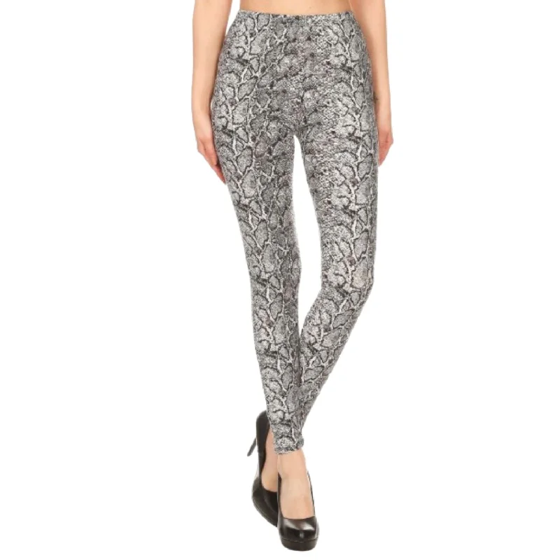 Weekend Discounts to Snag Snakeskin Print, Full Length, High Waisted Leggings In A Fitted Style With An Elastic Waistband Weekend Discounts to Snag Snakeskin Print, Full Length, High Waisted Leggings In A Fitted Style With An Elastic Waistband