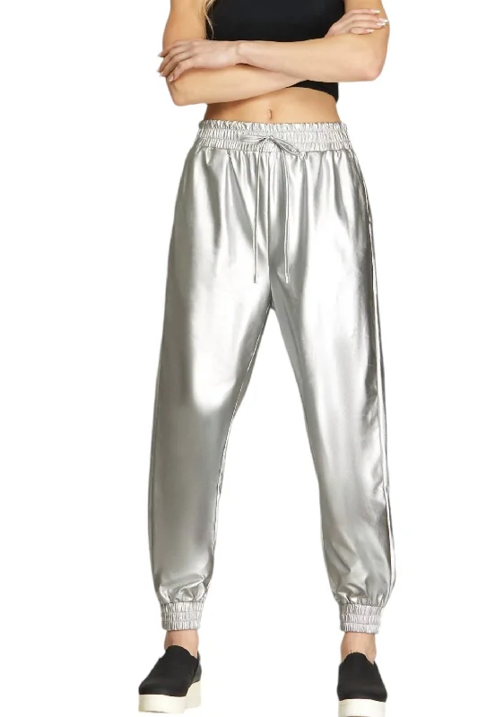 Price Rollback Dollar Joggers In Metallic Silver