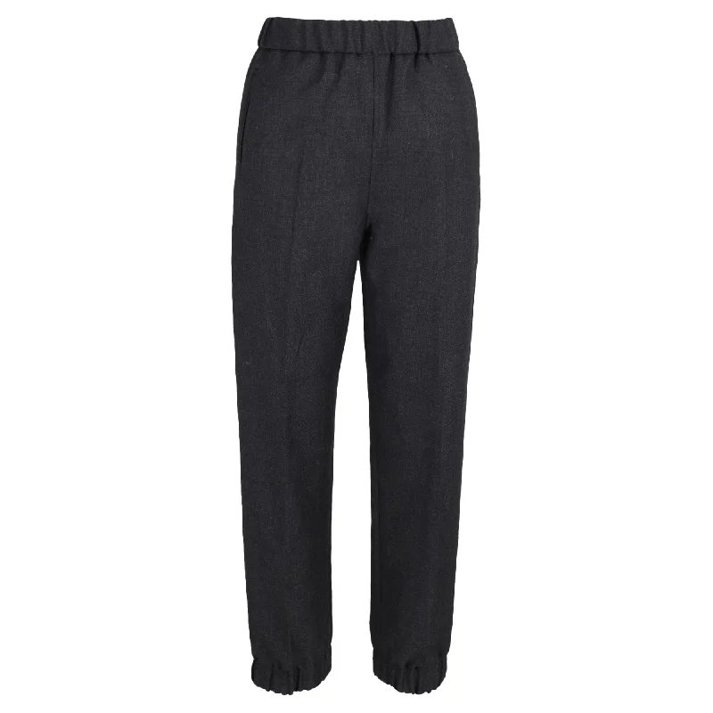 Last Chance Ganni Cuffed Pants in Black Wool