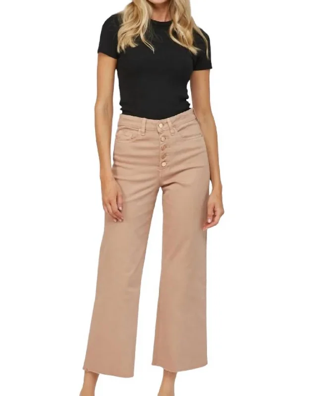 Limited Availability Chromatic High Rise Crop Jean In Brown Sugar