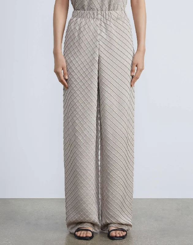 Exclusive Savings Regenerated Poly Satin Diamond Pleat Riverside Pant In Sandstone