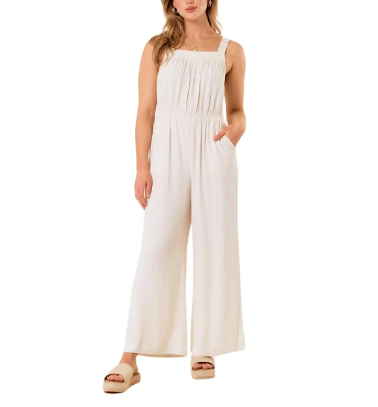 Weekend Specials to Cherish Linen Overalls In White