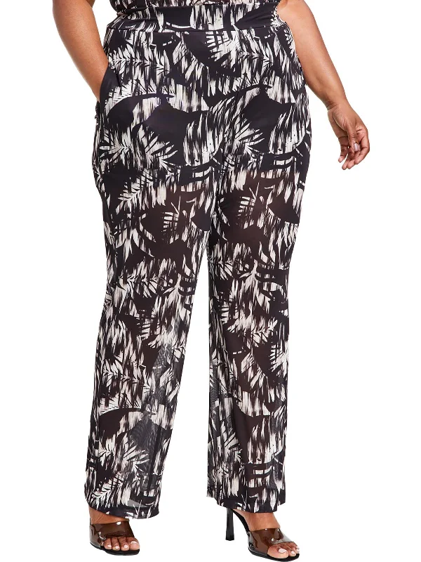Get It Before It’s Gone Plus Womens High Rise Mesh Wide Leg Pants