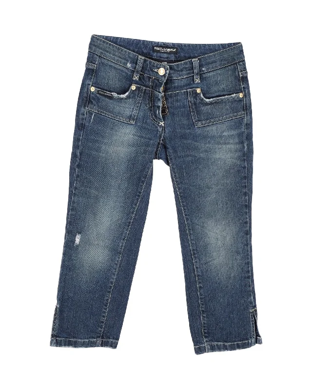 Great Bargains Dolce & Gabbana Cropped Denim Jeans in Blue Cotton