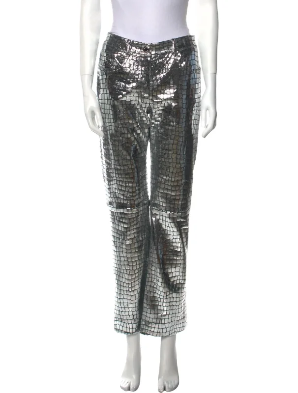 Savings Spectacular Alligator Pants In Silver