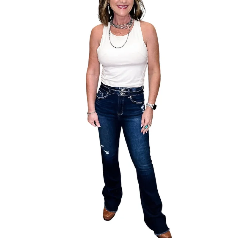 Top Pick Morgan High Rise Flare Jeans In Dark Wash