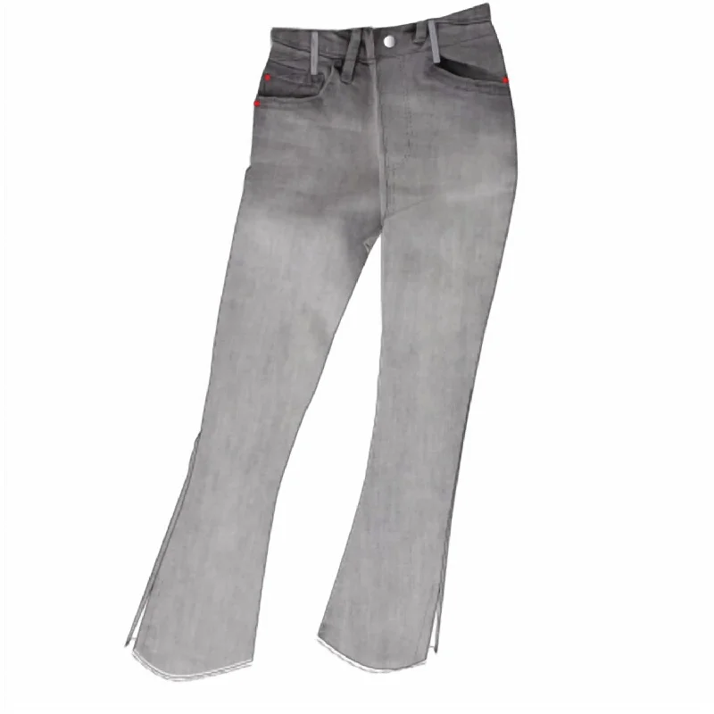 Super Bargain High Rise Frayed Hem Cropped Jeans In Grey