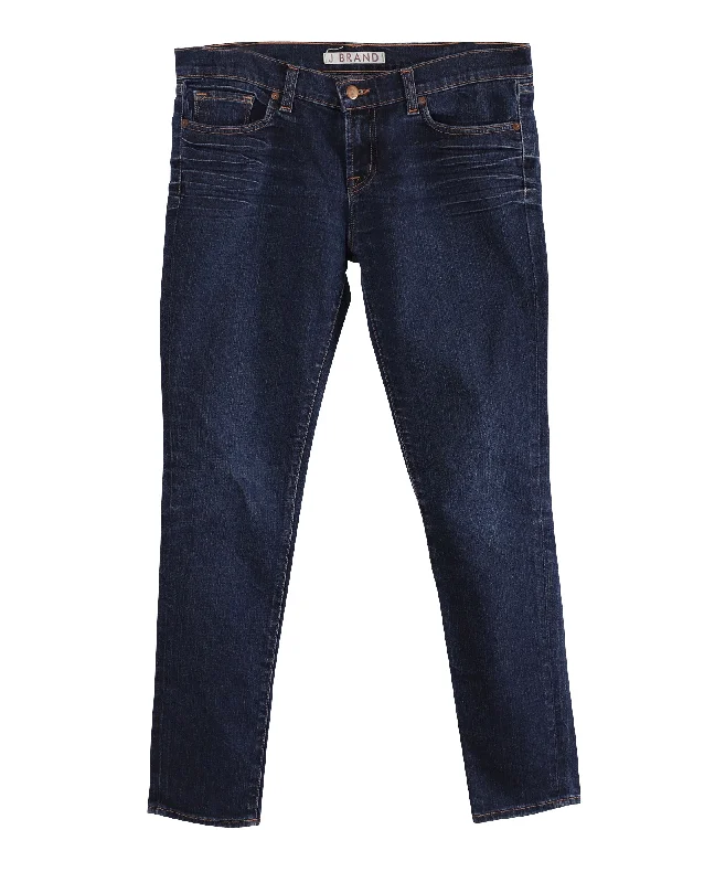 Year-End Clearance J Brand Mid Rise Skinny Cut Jeans in Blue Cotton Denim