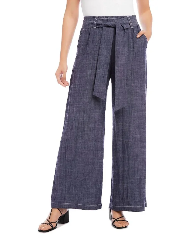 Crazy Deal Belted Wide Leg Pant In Indigo