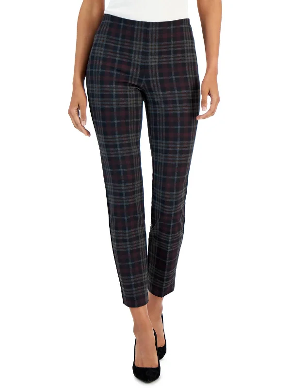 Limited Stock Womens Plaid Pull On Ankle Pants
