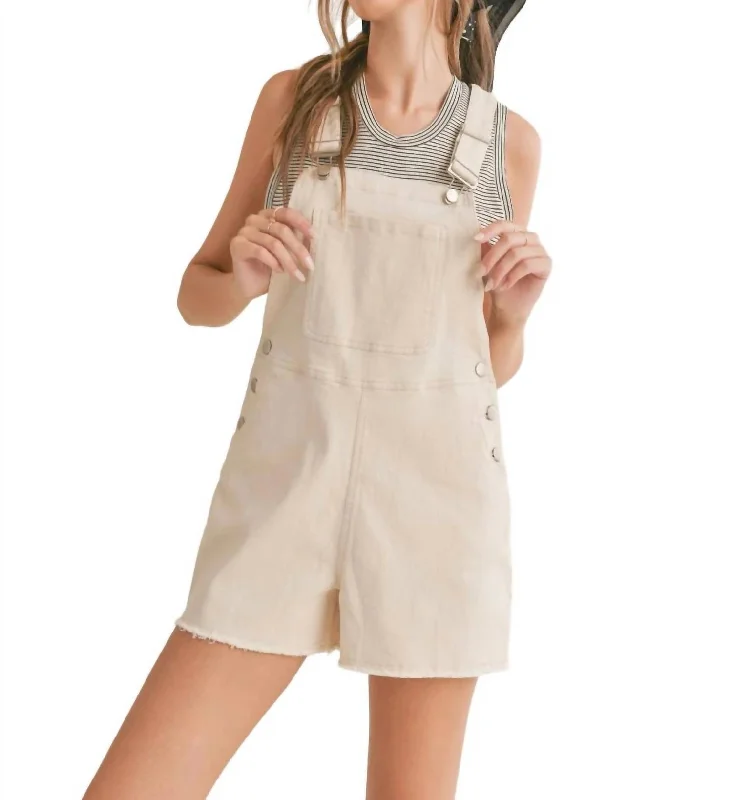 Weekend Discounts to Enjoy Clear Eyes Denim Overalls In Cream