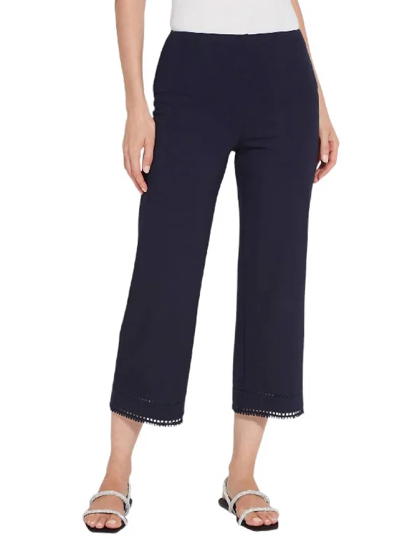 Deal Mania Sienna Wide Leg Crop Pant In True Navy