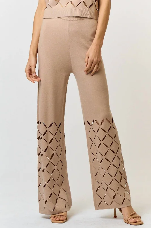 Super Discount Cut Out Detail Sweater Pants In Taupe