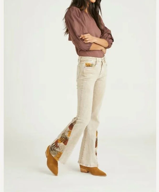 Bargain Bin Farrah Flare Jeans In Tan Surreal
