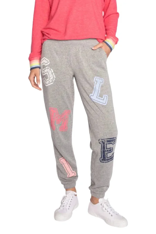 Midnight Sale Happy Things Smiley Sweatpants In Heather Grey