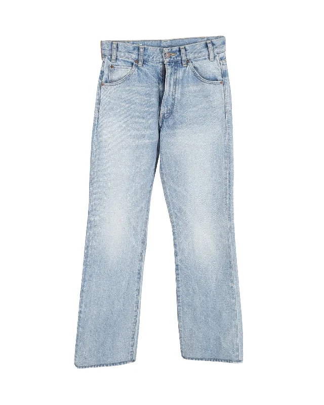 Can't Miss Celine Straight Leg Jeans in Light Blue Cotton Denim