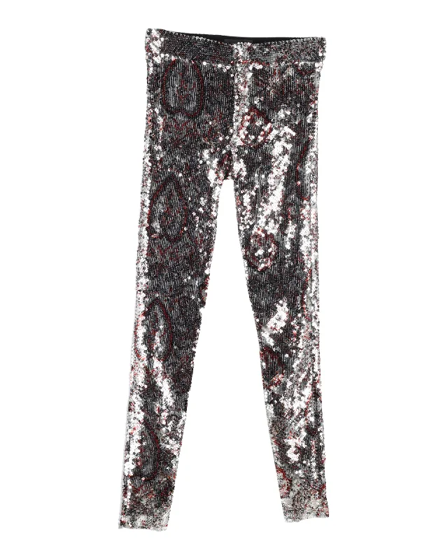 Seasonal Sale Isabel Marant Odizo Sequined Pants in Silver Polyester