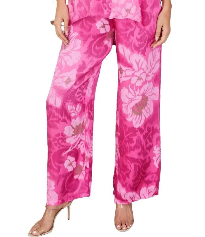 Price Buster Viscose Ikat Palazzo Pants In Fuchsia