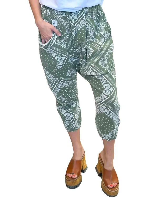 Lowest Price From Here And Beyond Pants In Olive Bandana