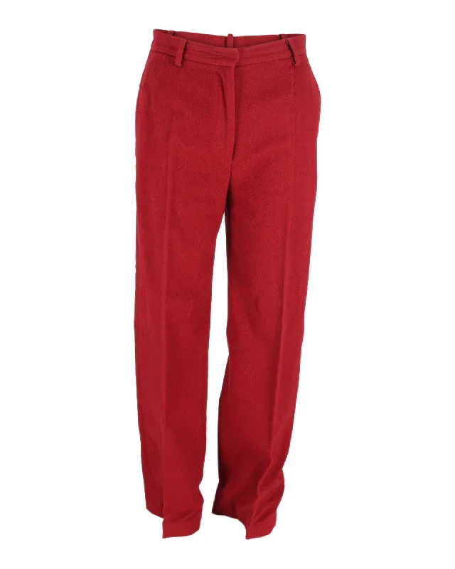Deal Dash Max Mara Straight Leg Trousers in Red Cotton