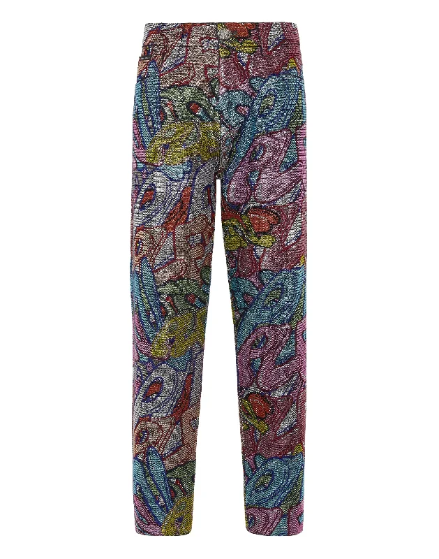 Discount Deals Denim Trousers Mom Fit Brooches