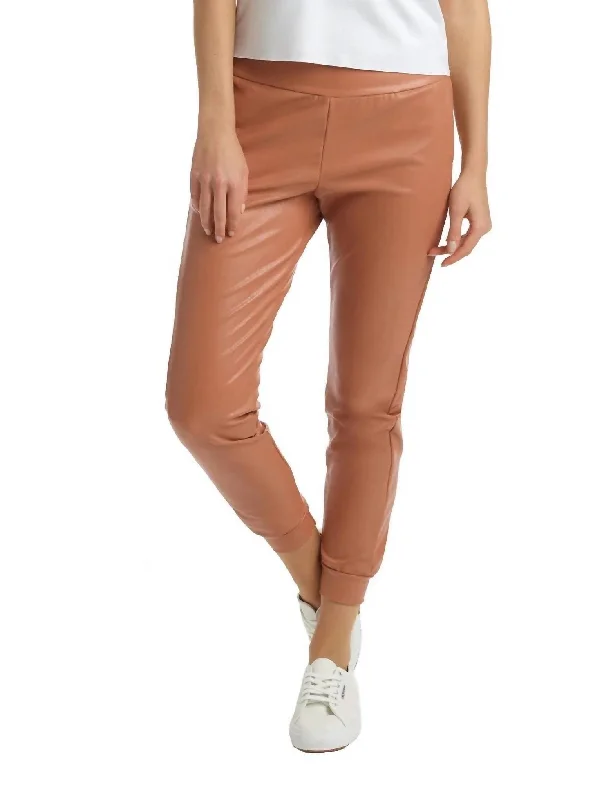 Final Clearance Faux Leather Jogger In Adobe