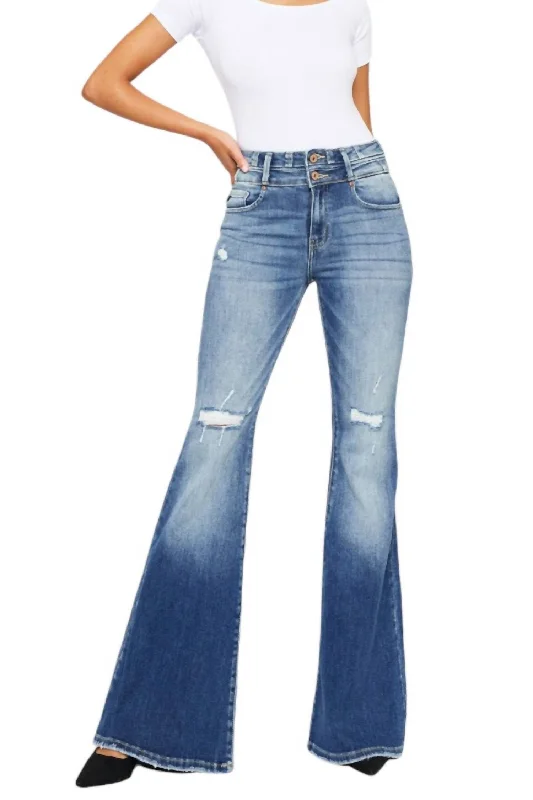 Weekend Specials You Can't Miss Distressed Denim Flare Jeans In Dawn