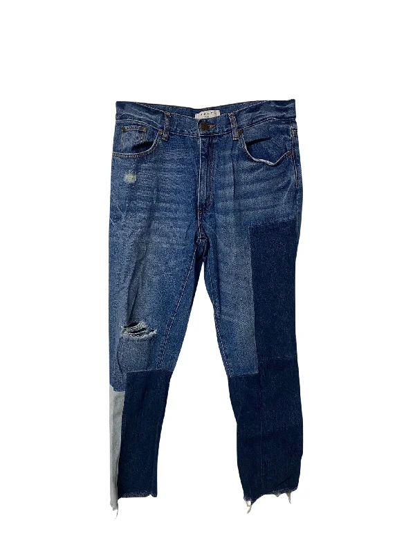 The Best Prices Sandro Distressed Patchwork Jeans in Blue Cotton