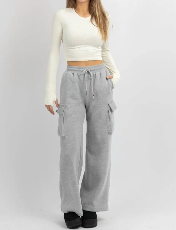Lowest Price Cargo Cozy Fleece Lounge Pants In Heather Grey