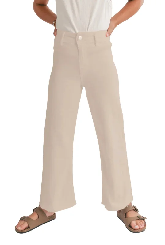 Seasonal Clearance Tween Clear Eyes Wide Leg Denim Pants In Cream