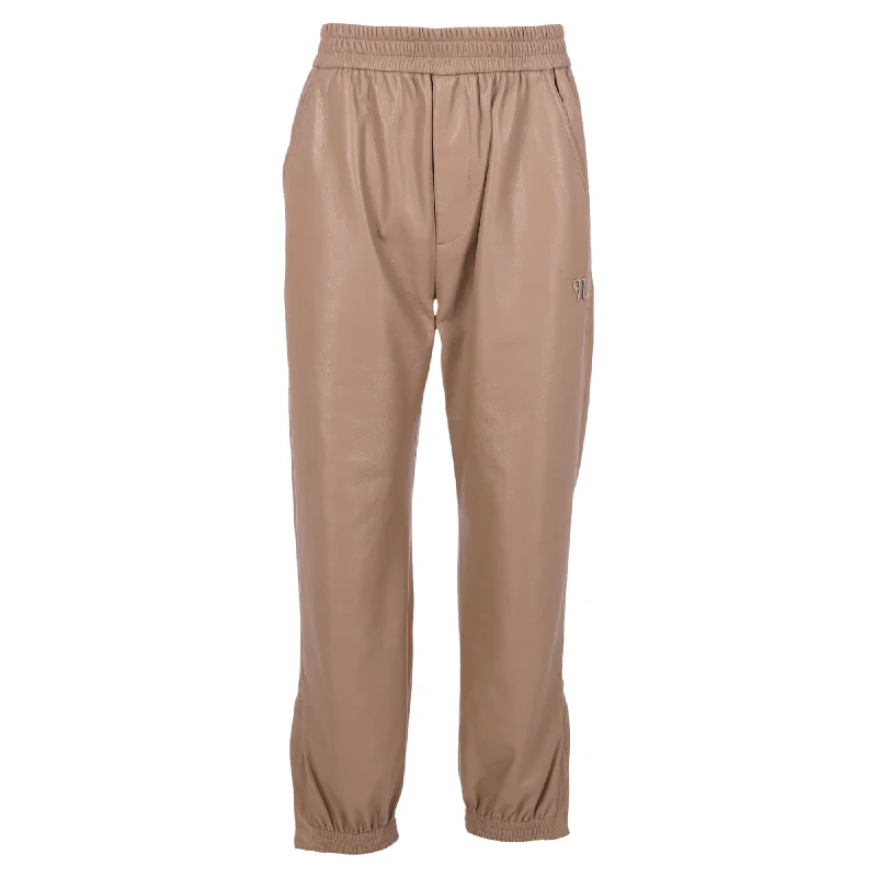 Shop and Save Nanushka Elastic Waist Pants in Beige Polyester